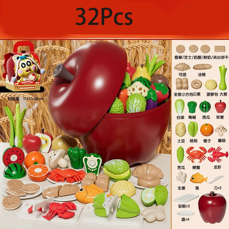 Montessori Paste Chechele Gift Box Simulation Durian Fruit Grapefruit Cherry Educational Toy  House Decompress Educational Toy