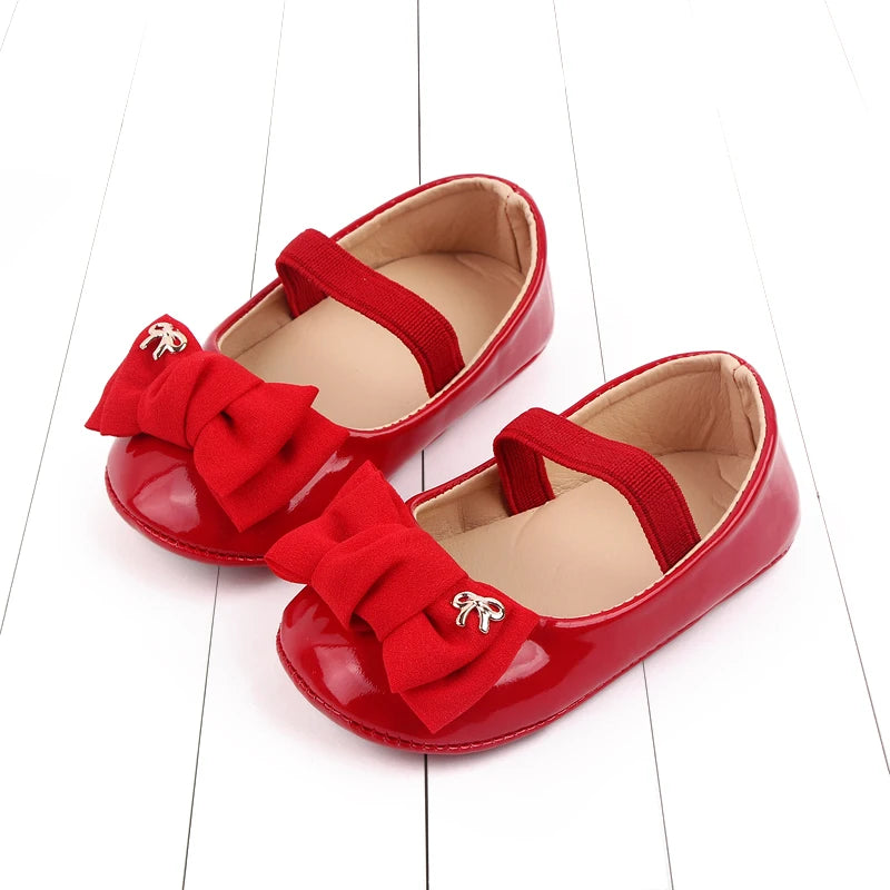 Spring and Summer 2025 New Style Baby Princess Shoes Leather Bow Tie Baby Shoes Soft Sole Learning Walkers baby shoesD2778