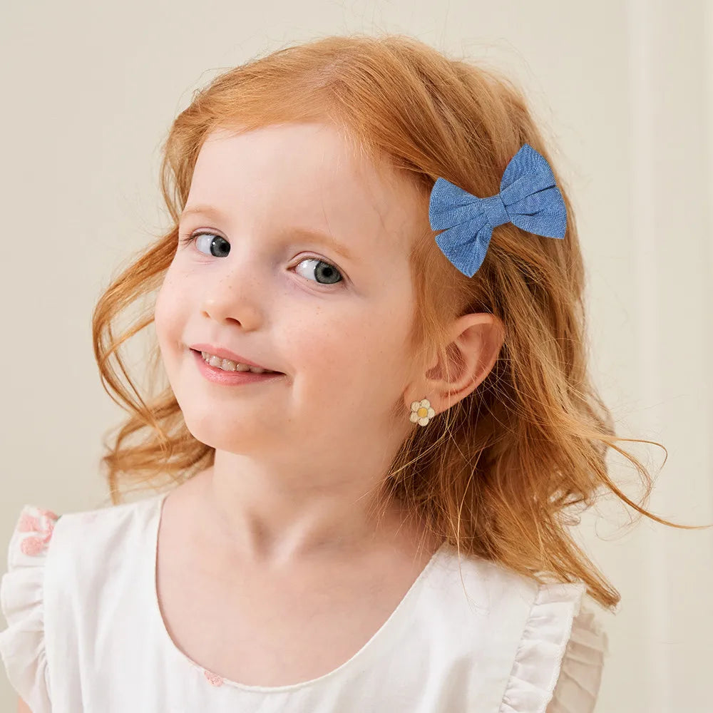 Sweet Lace Printed Bowknot Hair Clips Set 8 Pieces For Girls Handmade Hair Accessories