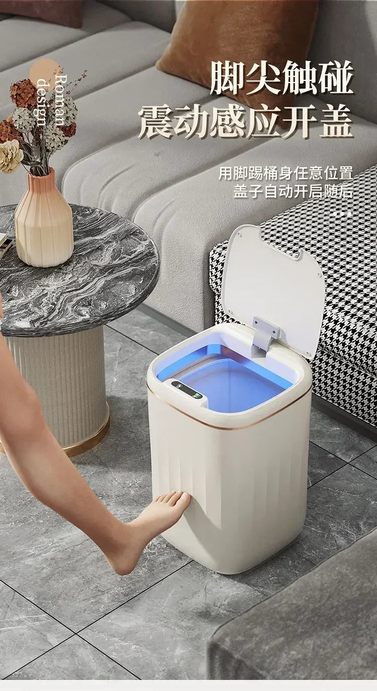 20L Smart Trash Can with Lid Waterproof Large-capacity Trash Bin Rechargable Automatic Garbage Can Fo Kitchen Bedroo Wastebasket