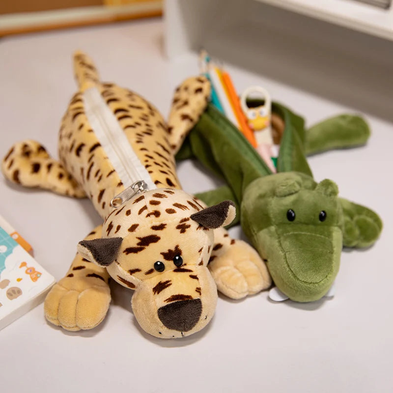 Cartoon Animal Elephant Lion Kapibala Plush Pen Case For Kid Large Capacity Supplies Stationery Storage Bag For Kid Gift