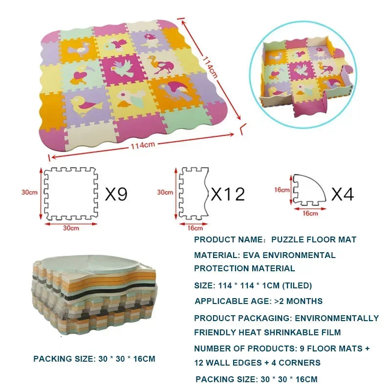 Eva Foam Baby Play Mat 25-Piece Set 30x30cm Puzzle Floor Mat Educational Toy For Nursery