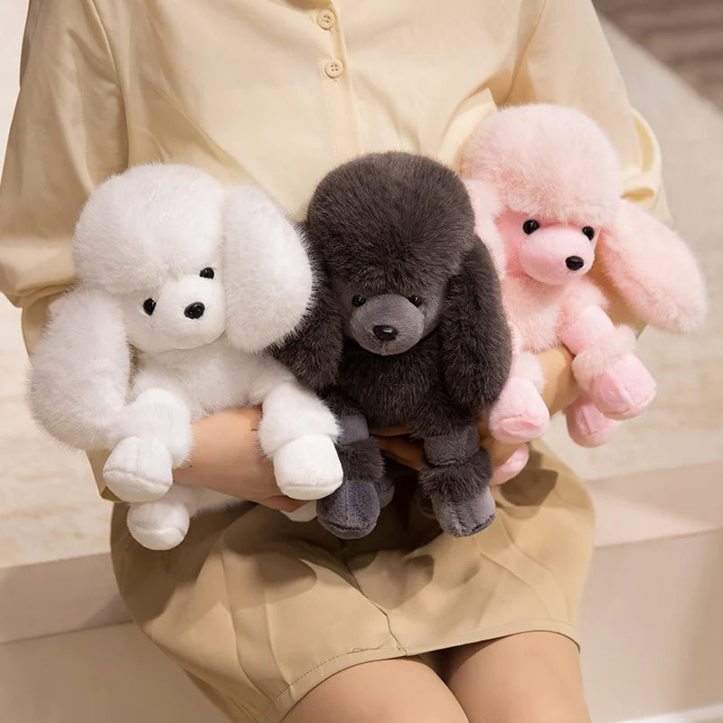 Hot Simulation Color Small Bell Poodle Plush Toys Doll Stuffed Soft Animal Fluffly Curly Hair Dog Lifelike Puppy For Kids Gifts