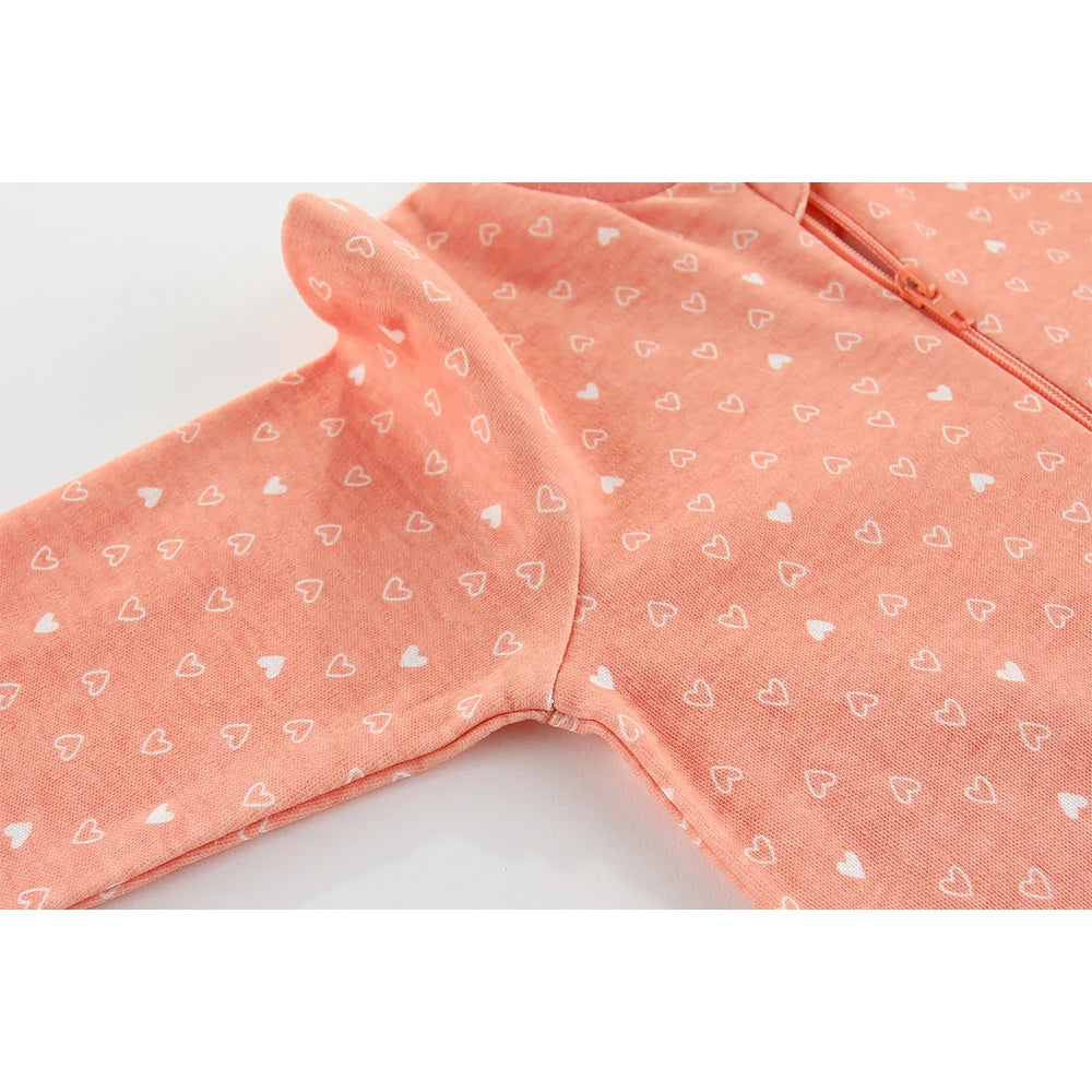 Kiddiezoom Fashion Cartoon  Orange Love 100%Cotton zipper Long Sleeve Baby Boy Girl Rompers Soft newborn Jumpsuits Clothes