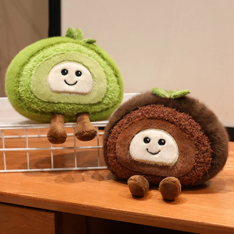 New Kawaii Smile Swiss Roll Plush Toys Soft Stuffed Cartoon Dessert Doll Delicate Mini Desktop Decor Lovely Gift To Girlfriend