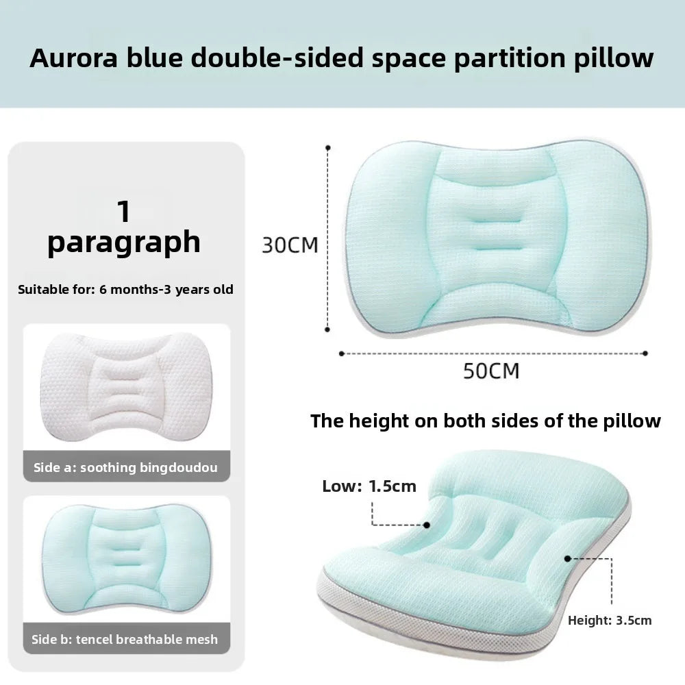 Reversible Baby Pillow For Newborns Breathable Cotton Polyester 50x30 Cm Green Sleep Pillow