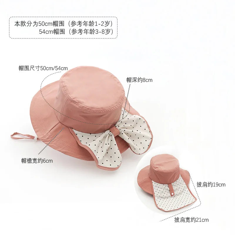 girls' spring and summer sun protection children's Korean-style fashion casual outdoor travel sunshade shawl and fisherman hat
