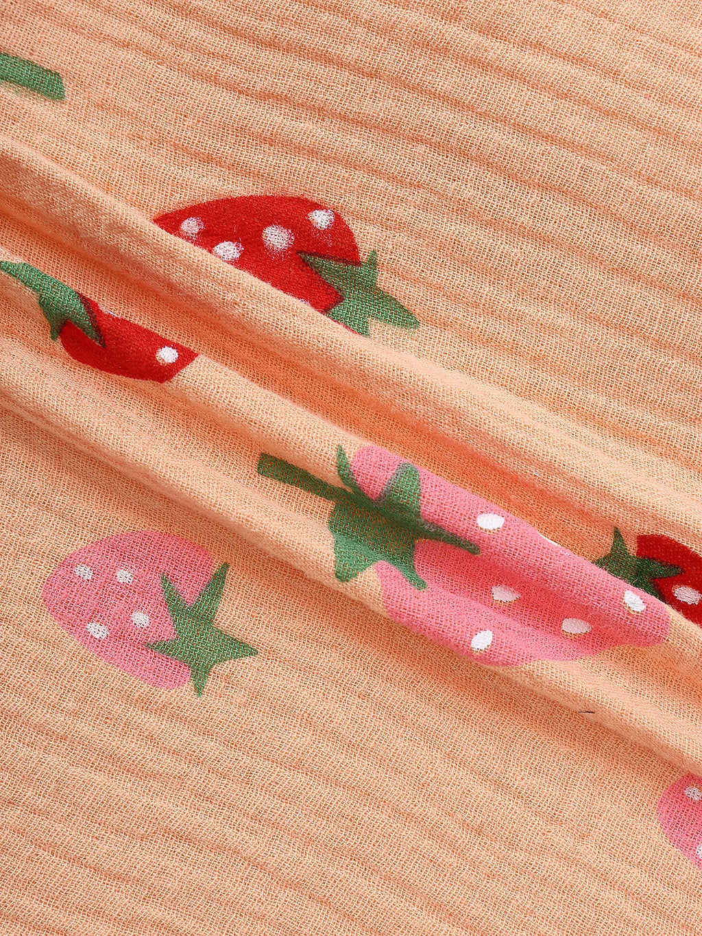 Summer Fashion Baby Girl Striped Triangle Jumpsuit Sleeveless Front Open Chest Full Print Strawberry Pattern Cute Baby Outfit