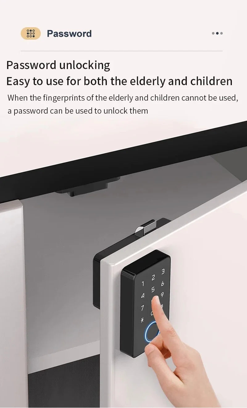 Support Tuya APP Smart Fingerprint No Punch Cam Lock Cabinet Lock Door Drawer Filing Cabinet Post Mail Box Furniture Locker
