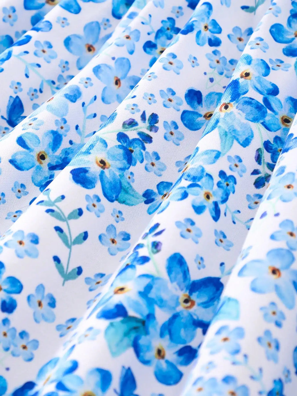 Children's girls' Round neck Blue Floral Short sleeved Dress Children's clothing 2-7 Year-old girls' Summer Casual Dress