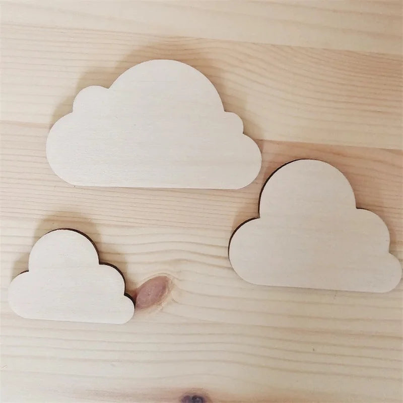 10Pcs/Set Nordic Style Cute Little Cloud Wooden Wall Stickers Decoration - Natural Wood Style Decoration for Home Living Room, Bedroom, Cafe, Homestay Wall Wooden Wall Stickers Decoration - Christmas, New Year, Wedding Decora
