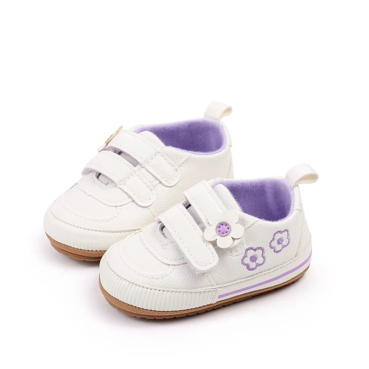 Spring and Autumn New Style Boys' and Girls' Baby Shoes Flower Pattern PU Casual Shoes 0-1 Years Old Learning Walkers Shoes