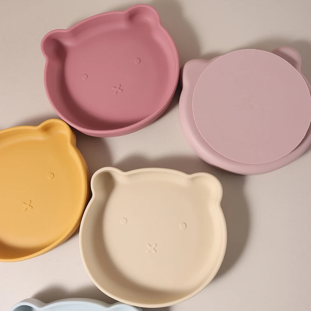 Personalised Baby Bear Shape Silicone Feeding Plate My First Bear Plate | Custom Name & Strong Suction for Easy Feeding