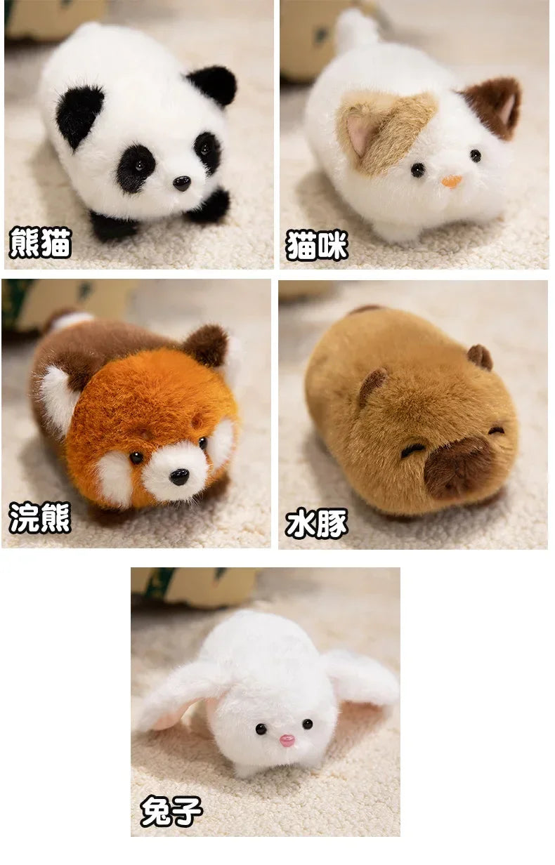 Cute Stuffed Plush Toys Lying Red Panda Fox Sloth Cat Soft Baby Plushie Gifts - Animal Themed Dolls for Children