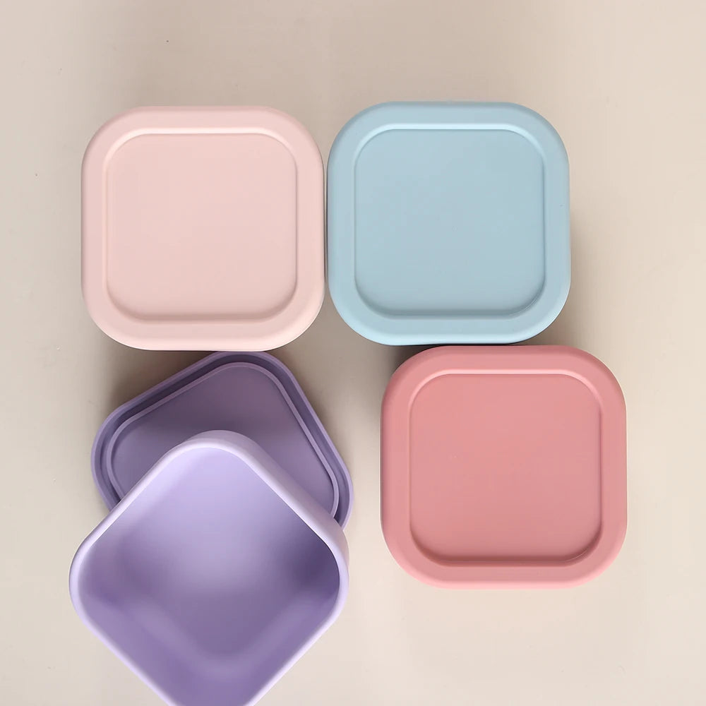 Custom Name or Pattern 1pc Food Grade Silicone Baby Food Storage Container, 510ml Leak-Proof Snack Box, School Lunch Box