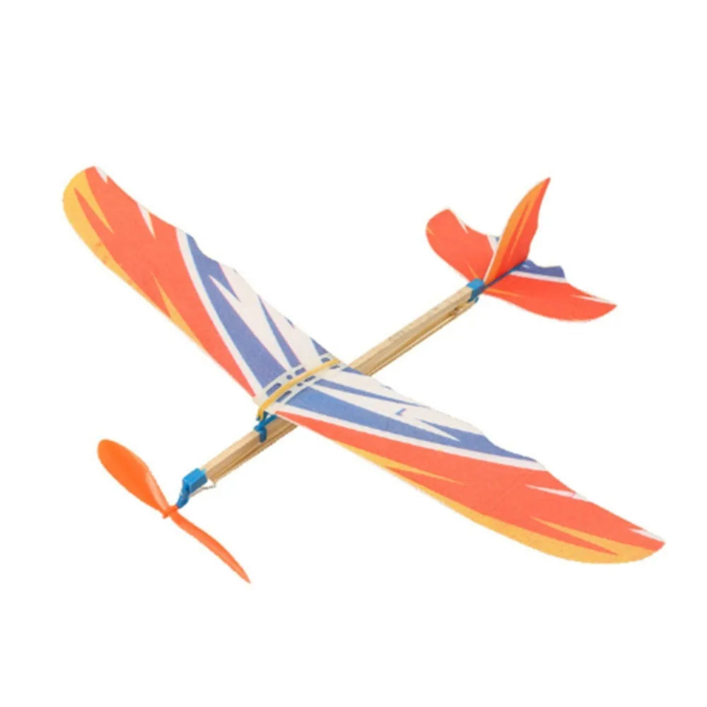 Elastic DIY Flying Glider Airplane Assembly Glider Model Toys Hand Throw Science Toy Flying Plane Model Children