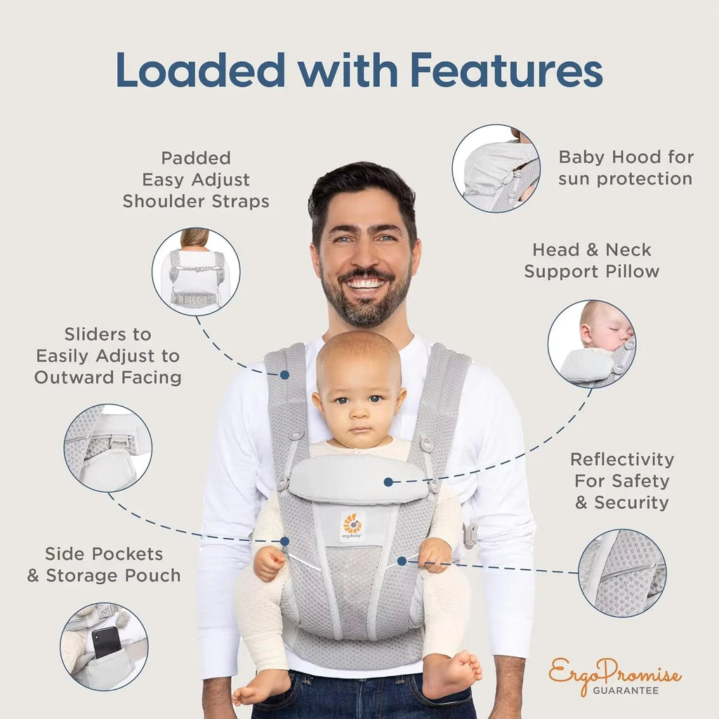 Ergobaby All-Round Carrier Breathable Mesh Baby Carrier with Enhanced Lumbar Support and Air Circulation (7-45 lbs.)