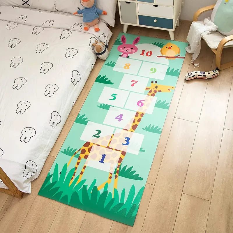 Hopscotch Space Print Runner Rug Anti Slip Floor Mat Kids Bedroom Playroom Cartoon Rocket