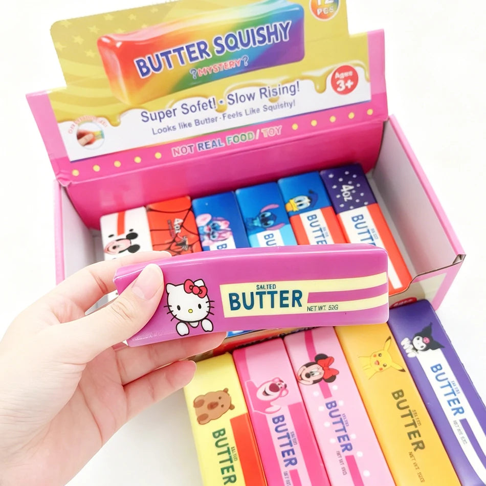 Blind Box 12PCS Butter Stick Squishy Toy Slow Rising Toy Butter Bar Brick Squishy Fidget Toy Anti Stress Release Hand Relax Gift