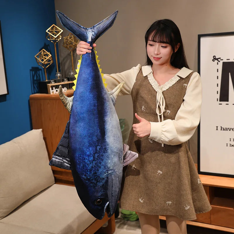 Hot Wholesale Stuffed Fish Throw Pillow 55/75/95cm 3d Simulation Tuna Plush Toys Creative Sofa Pillow Cushion Gift Kids Toy