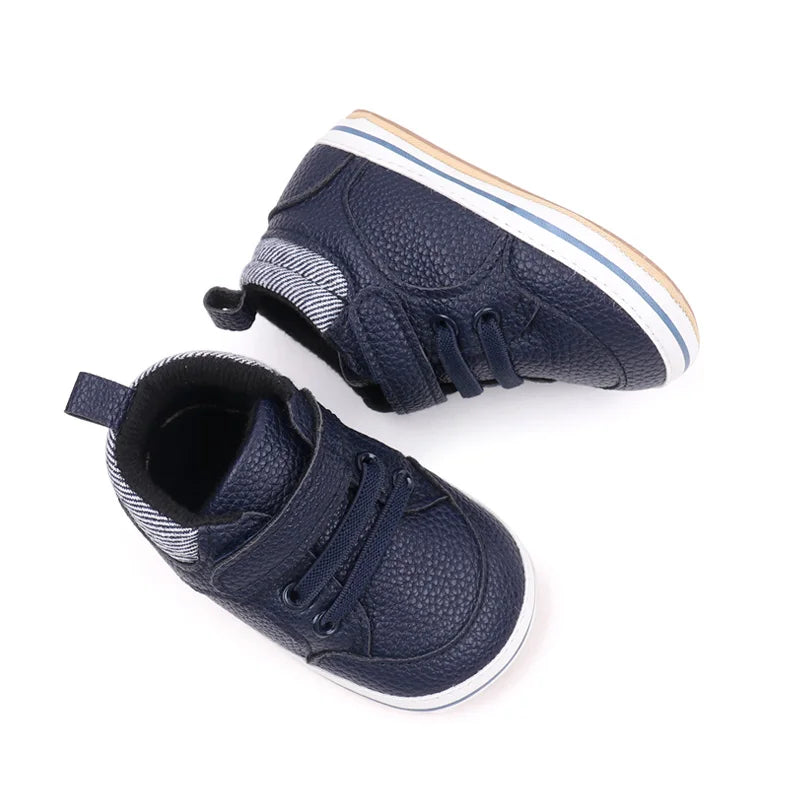 2025 Baby Sneaker Spring and Autumn Style High Quality PU and TPR Sole Newborn Toddler Prewalk Shoes Outdoor Water Proof BNB3093