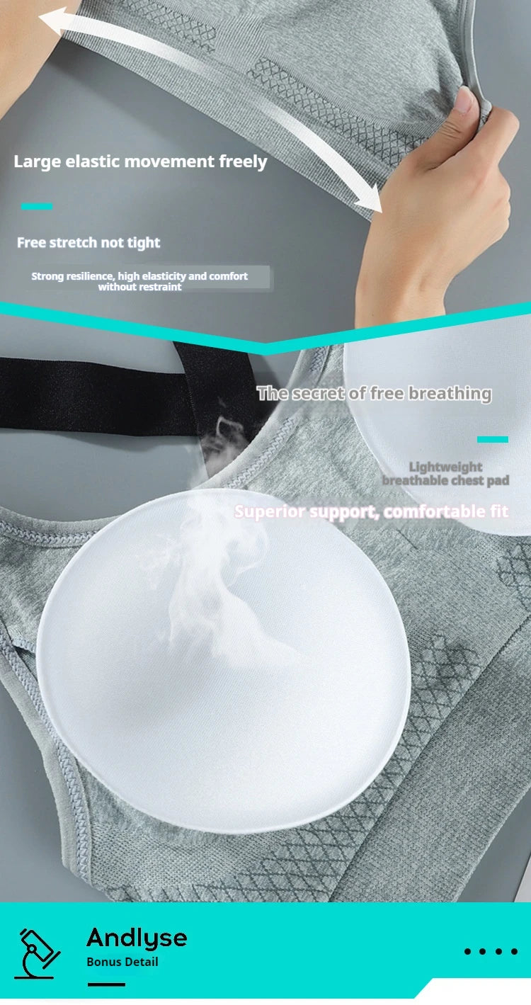 3 Pcs Women Breathable Sports Bra Absorb Sweat Shockproof Padded Gym Running Fitness Seamless Yoga Sports Bra Underwear