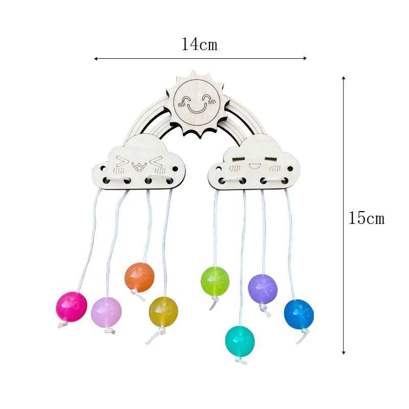DIY Montessori Busy Board Wooden Educational Toy Model Dm01 With Hand Pulled Wheel Gear Drum Car Castle For Children