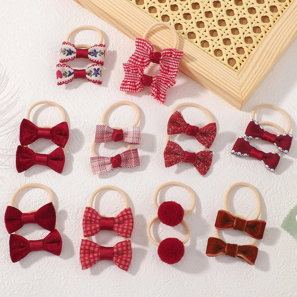 20Pcs Elastic Hair Bands for Girls Baby Scrunchies Bows Kids Hair Accessories Ties for Children