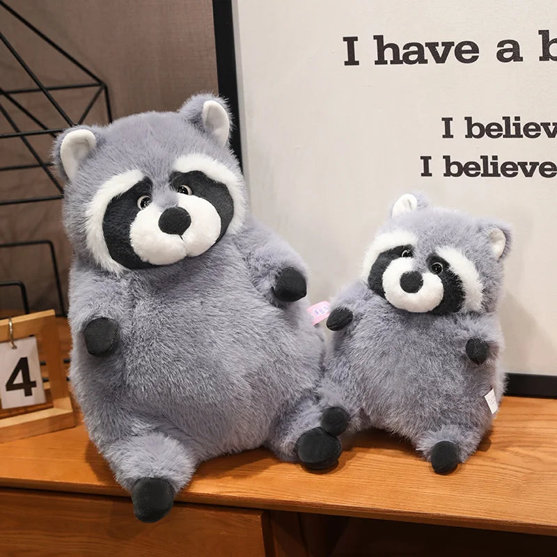 Artificial Fat Raccoon Plush Doll Grey Round Raccoon Animal Plush Toy Super Soft Christmas Gift For Boys And Girls