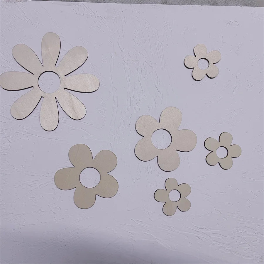 Vintage Wooden Large Daisy Flower Wall Sticker Home Decoration Nursery Room Wall Art Festival Party Background Wall Decoration Floral Art Wooden Wall Sticker.