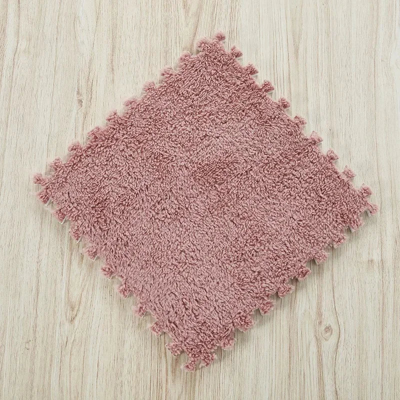 Soft Plush Kids Rug Play Mat 30x30cm Interlocking Puzzle Tiles for Floor Cushion