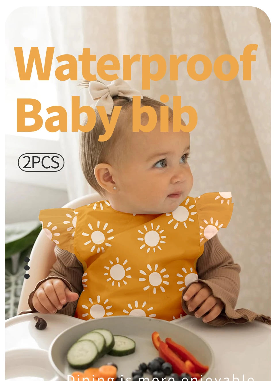 2Pcs/Set Waterproof Baby Bibs,Lively and Adorable Shoulder Design Sleeveless Smock Feeding Bib Apron