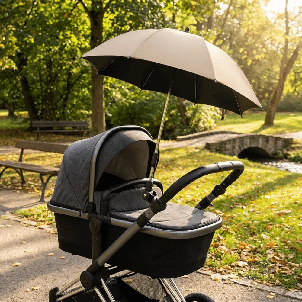 Adjustable UV Protection Umbrella 2-in-1 Design with Clamp Pram Cover Umbrella 360 Degree Universal Baby Stroller Umbrella
