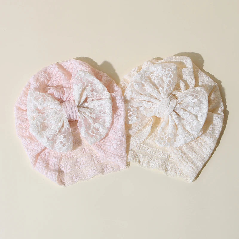Summer Thin Baby Hats Turban Cute Bow Lace Newborn Boy Girl Indian Caps Infant Baby Headwear Kids Accessories Photography Props