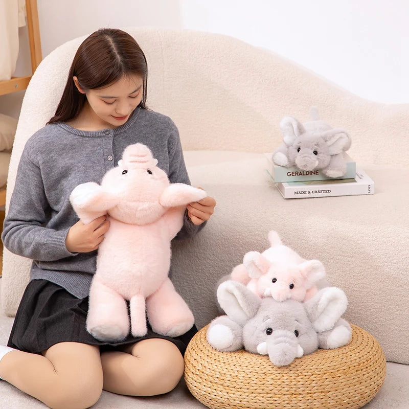 Fluffy Cute Nordic Style Plush Elephant Toy Lovely Lying Elephant Appease Toy Stuffed Soft For Girls Xmas Gift