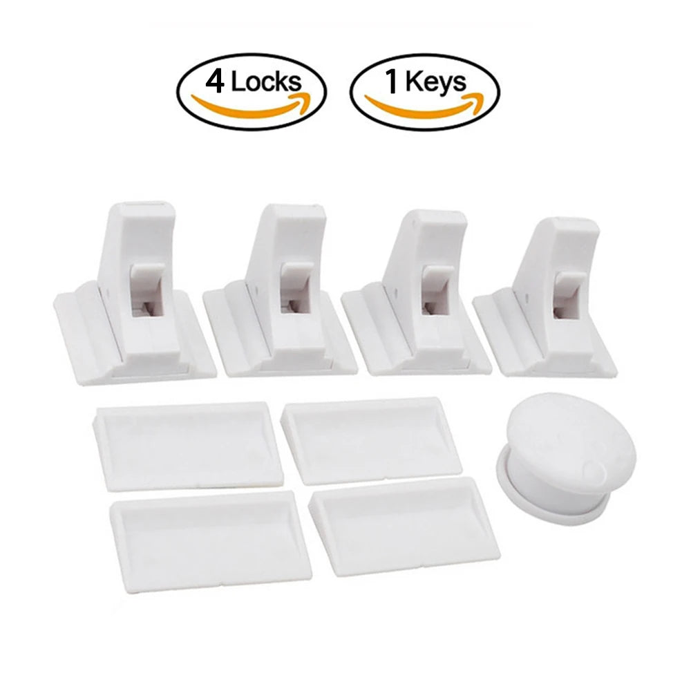 4/8Piece Magnetic Child Safety Cabinet Locks No Drill Baby Proofing Drawer Lock With Key Adhesive Or Screw Mount