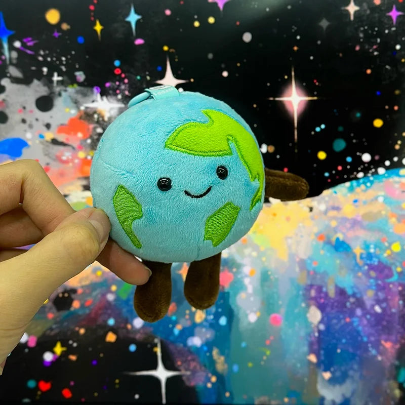 Simulation Earth Plush Toy Bag Key Pendant Planets in the Solar System Soft Doll Toys Cartoon Star Style Birthday Gift for Kids