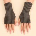 Autumn Winter Fashion Warm Fingerless Solid Color Ribbed Knitted Short Gloves Arm Warmers