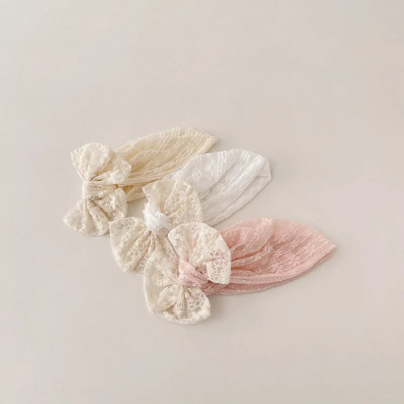 Summer Thin Baby Hats Turban Cute Bow Lace Newborn Boy Girl Indian Caps Infant Baby Headwear Kids Accessories Photography Props