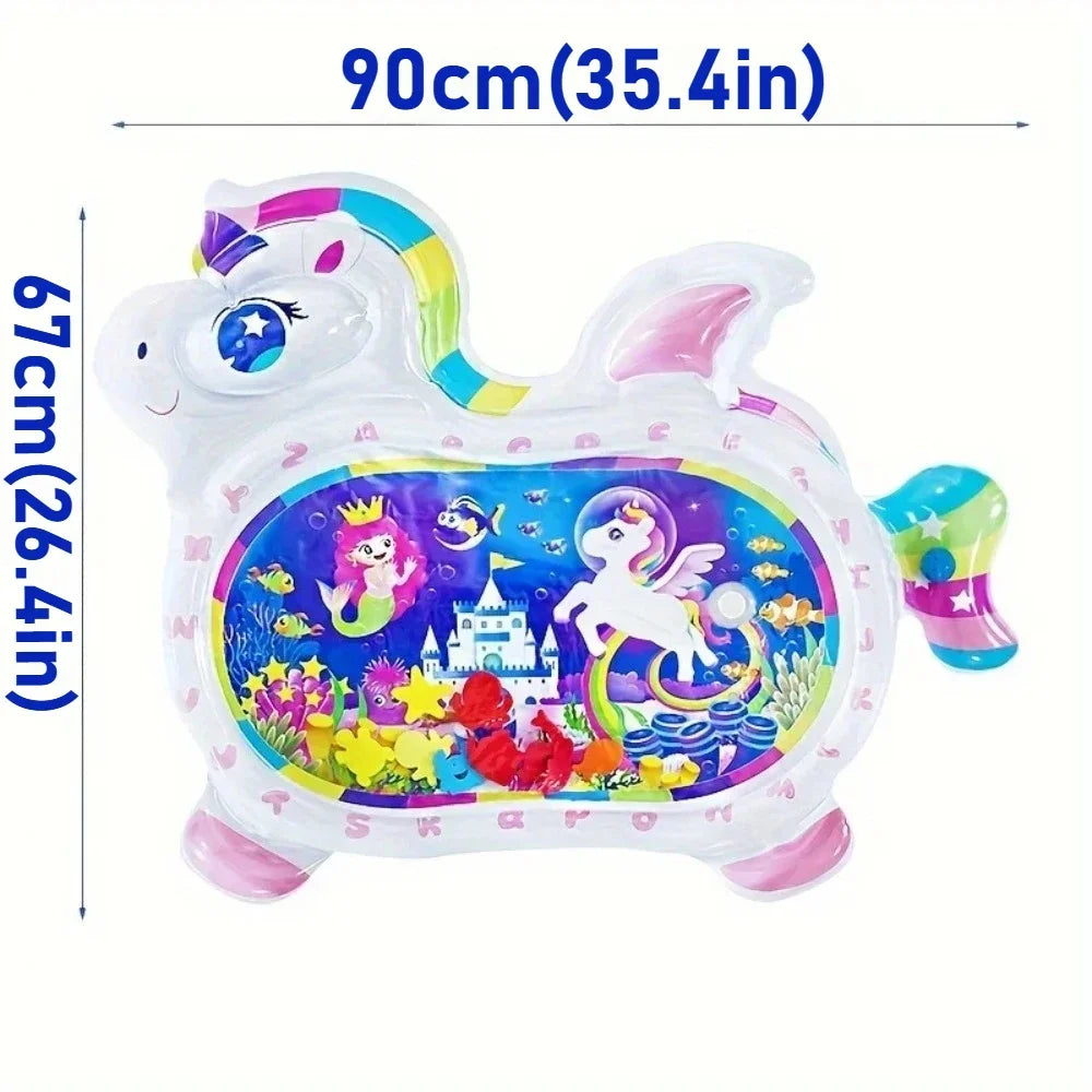 Baby Water Mat Inflatable Unicorn Tummy Time Watermat Water Play Sensory Toy for Infants Portable Travel Water Pad for Baby Gift