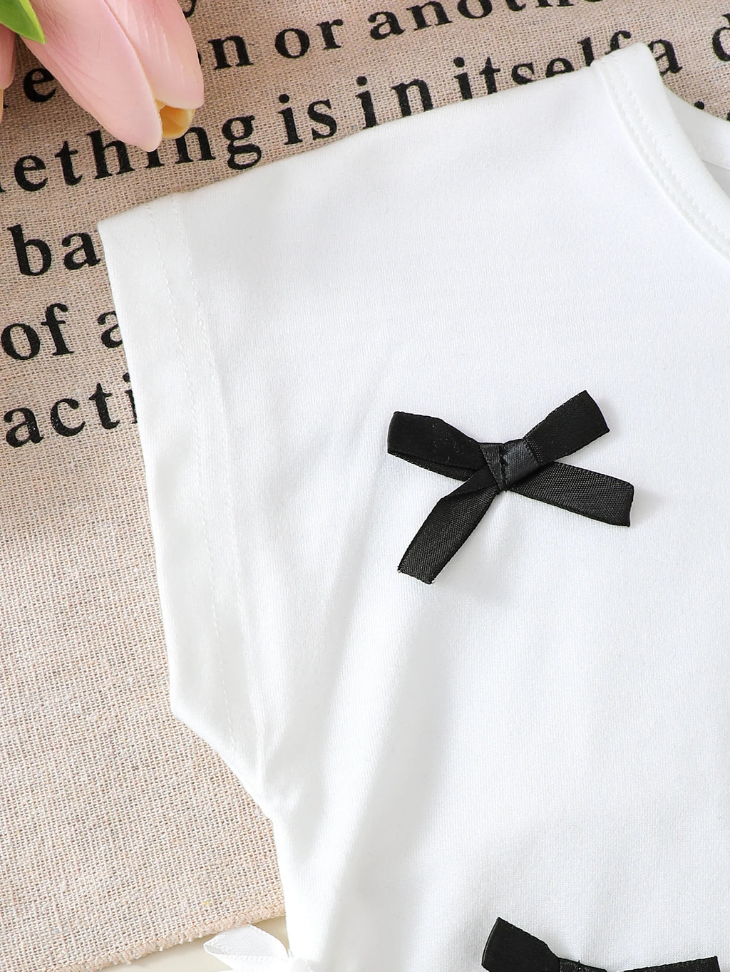Summer Baby Girl Set Round Neck Small Bow Sleeveless+Black bud skirt Half Skirt 2Pcs/Set 0-3 Year Old Baby Girl Fashion Set