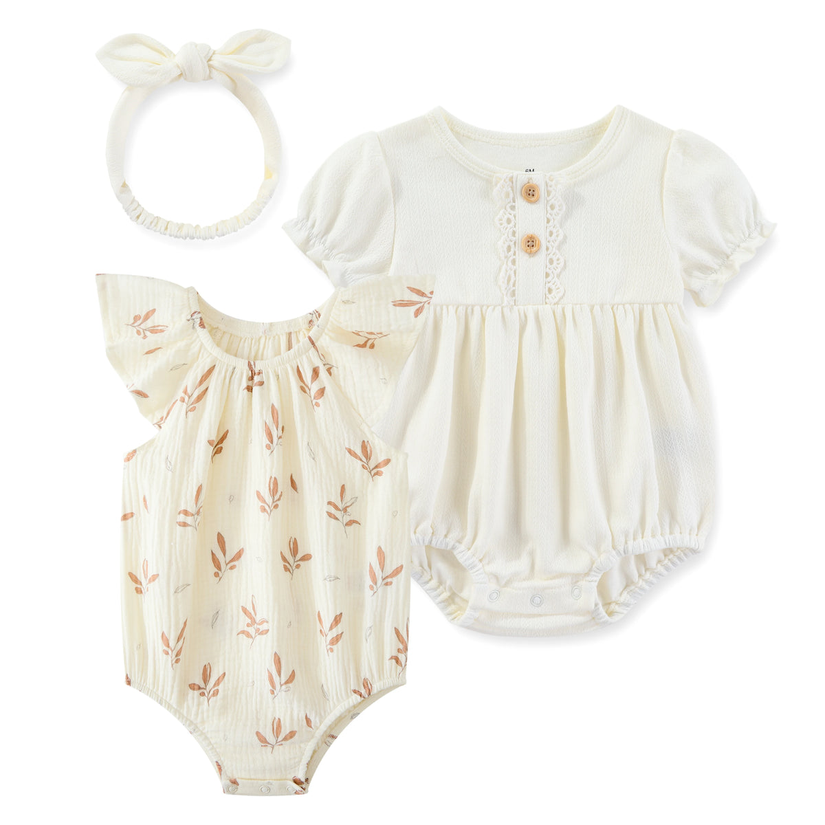 Fashion Cute Baby Girl Bodysuits 3 Pack With Headbands Soft Newborn Short Sleeve 0 24 Months