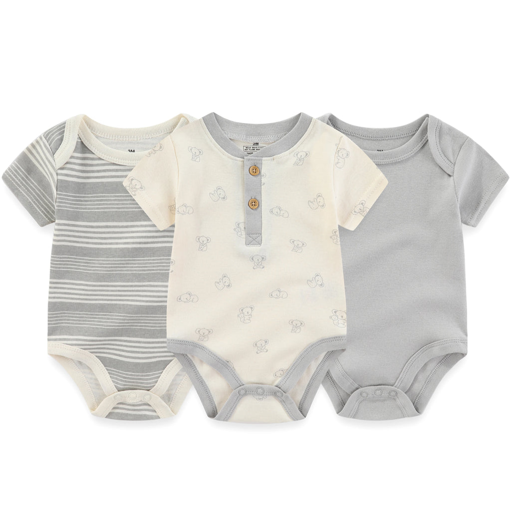 3/5 Pieces Cartoon Baby Boy Bodysuits Soft Cotton Newborn Girl Jumpsuits Short Sleeve Infant Outfits
