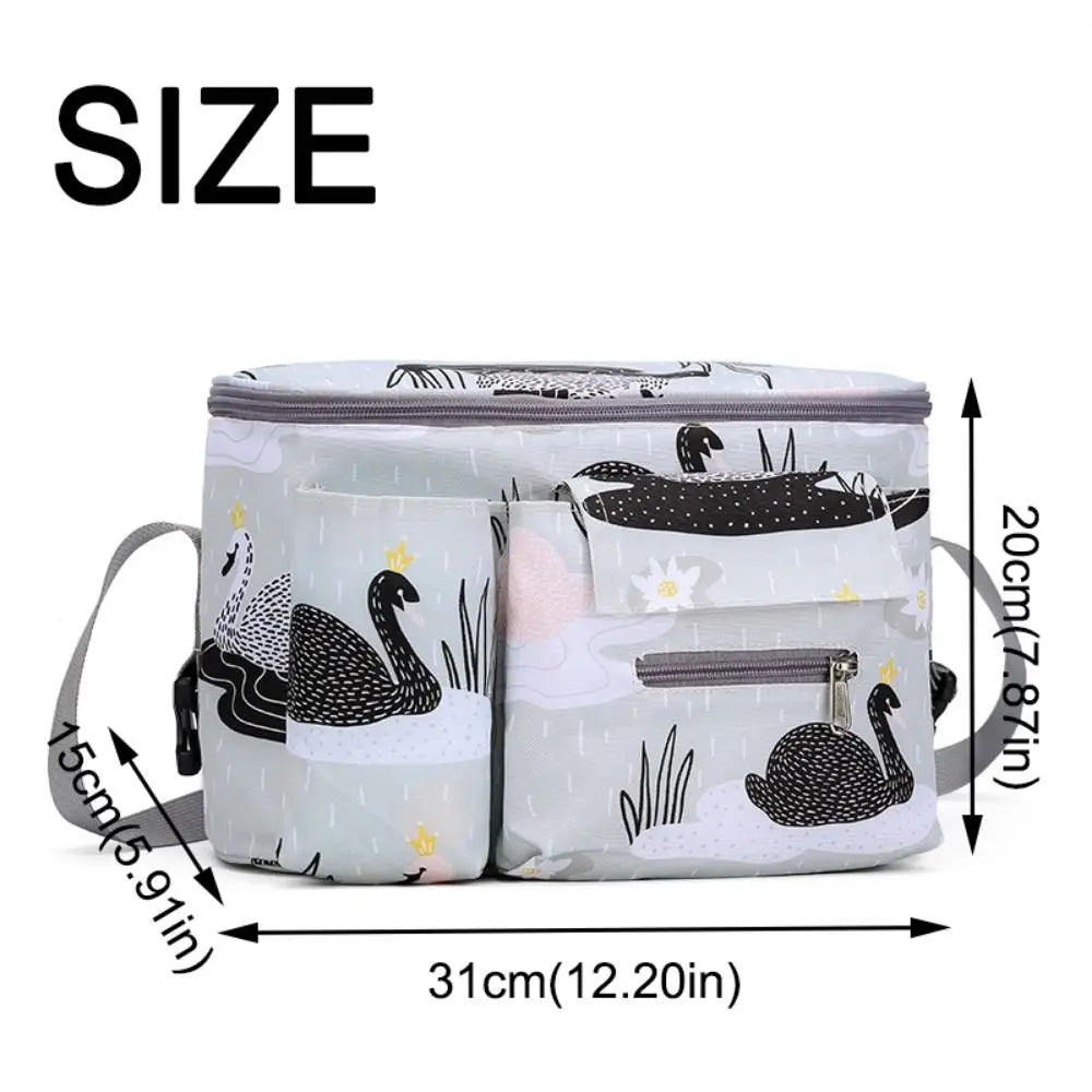 Large Capacity Baby Stroller Bag Cartoon Multiple Pockets Diaper Bag Organizer Oxford Cloth Portable Baby Stroller Hanging Bag