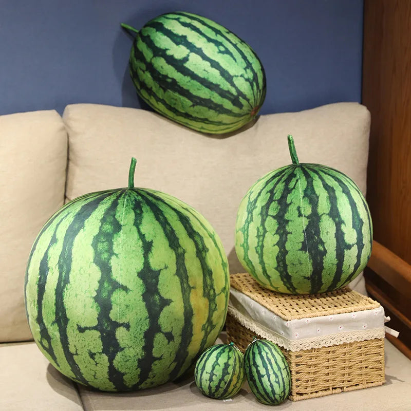 Kawaii Watermelon Plush Doll Pillow Lifelike Oval Shape Soft Toy for Home Decor Fun Hug Gift for Boys & Girls