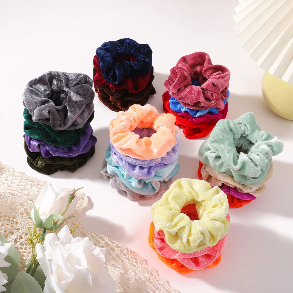 16pcs/set Velvet Round Frame Flexible Hair Ring for Girl Hair Holder Horsetail Head Rope Rubber Strapping Hair Accessories Gifts