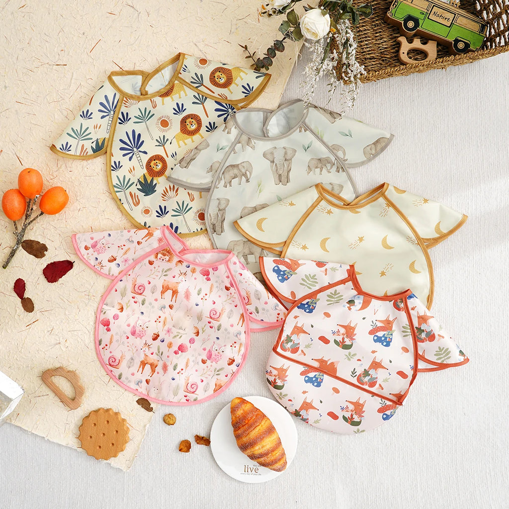 Elinfant New Fashion Pattern Waterproof Pocket Lunch Feeding Bibs Reusable Baby Bibs Cute Children Baby Apron Kids Burp Cloths