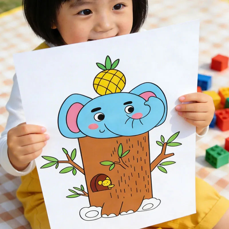Magic Folding Pictures Animal Section Kids Drawing Book Creative Paper Folding Art Craft for Children