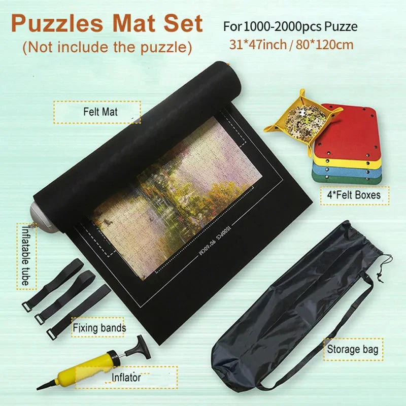 Professional Puzzle Roll Mat Blanket Felt Mat For Up To 1500 2000 3000 Piece Puzzles Portable Travel Storage Bag
