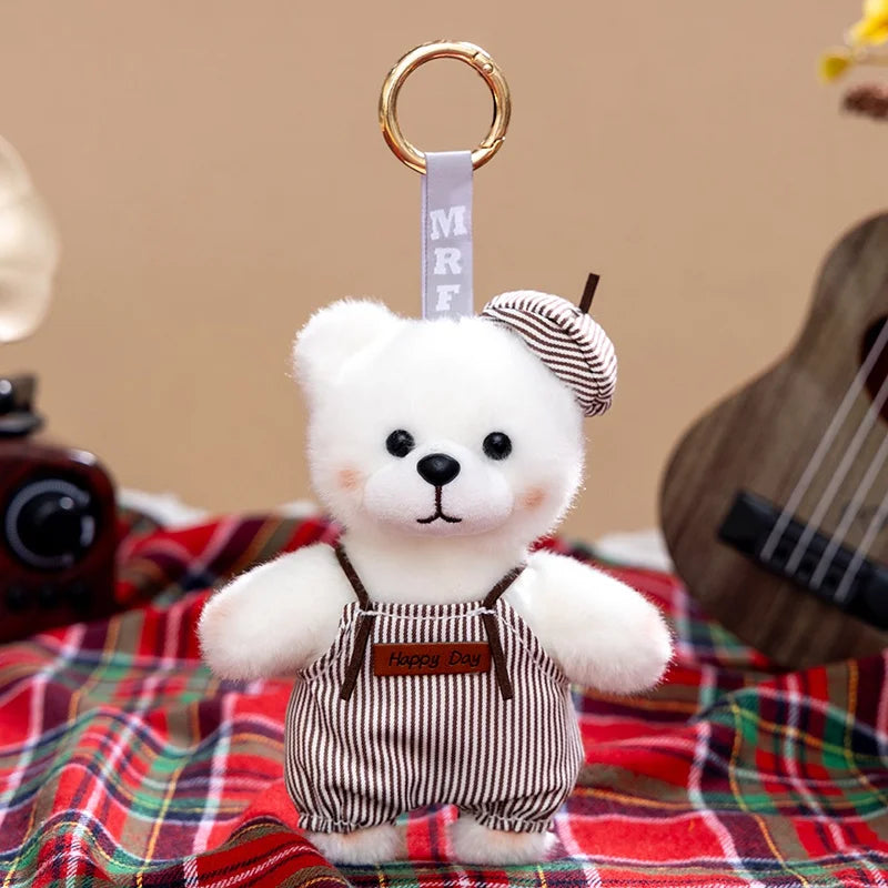 10cm New Kawaii Little Bears Pendant Plush Toy Stuffed Soft Animal Cartoon Bear Backpack School Bag Keychain Decor for Kids Gift